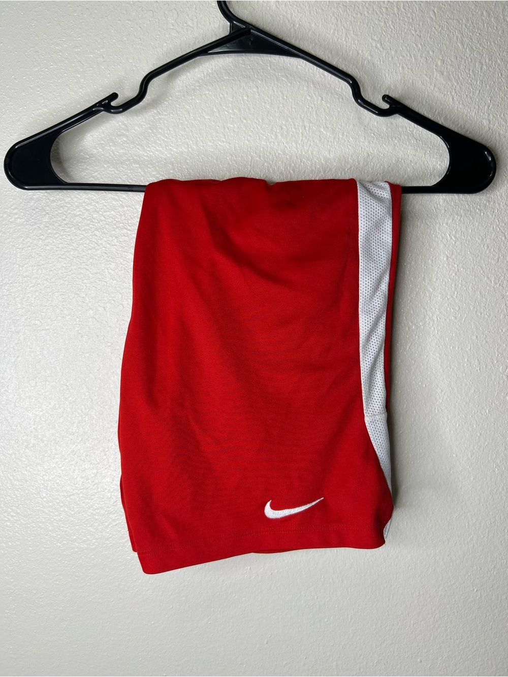 Nike Red Kids Athletic Shorts with White Side Stripe